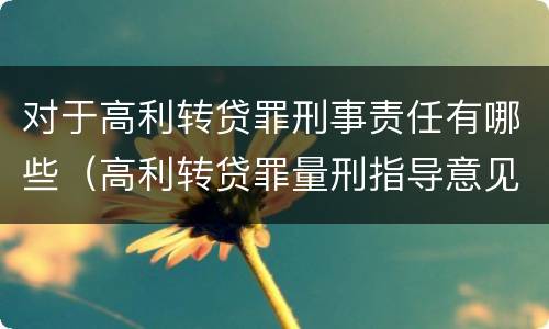 对于高利转贷罪刑事责任有哪些（高利转贷罪量刑指导意见）