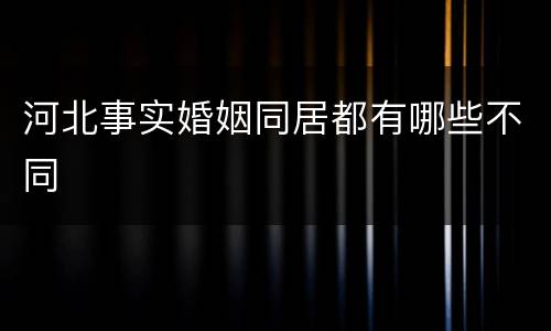 河北事实婚姻同居都有哪些不同
