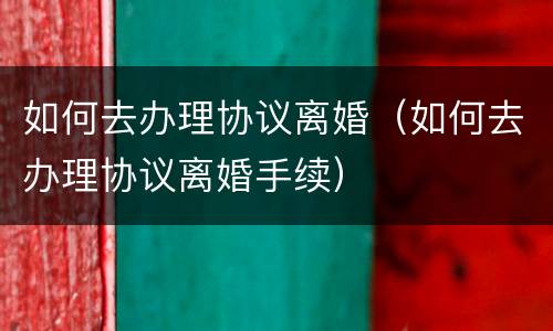 如何去办理协议离婚（如何去办理协议离婚手续）