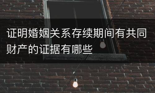 证明婚姻关系存续期间有共同财产的证据有哪些