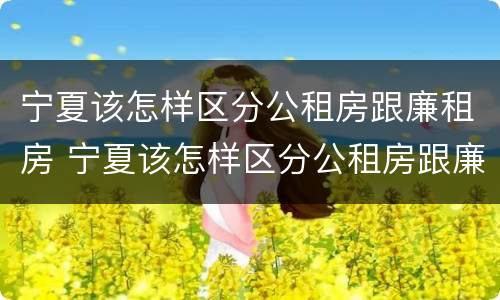 宁夏该怎样区分公租房跟廉租房 宁夏该怎样区分公租房跟廉租房的区别