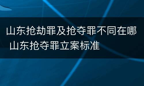 山东抢劫罪及抢夺罪不同在哪 山东抢夺罪立案标准