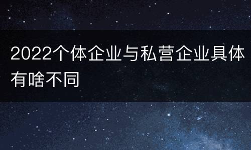 2022个体企业与私营企业具体有啥不同
