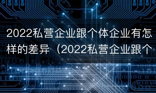 2022私营企业跟个体企业有怎样的差异（2022私营企业跟个体企业有怎样的差异呢）