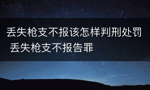 丢失枪支不报该怎样判刑处罚 丢失枪支不报告罪