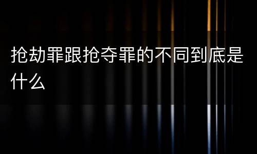 抢劫罪跟抢夺罪的不同到底是什么