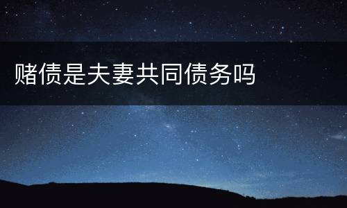 赌债是夫妻共同债务吗