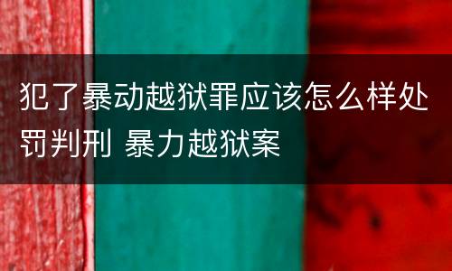 犯了暴动越狱罪应该怎么样处罚判刑 暴力越狱案