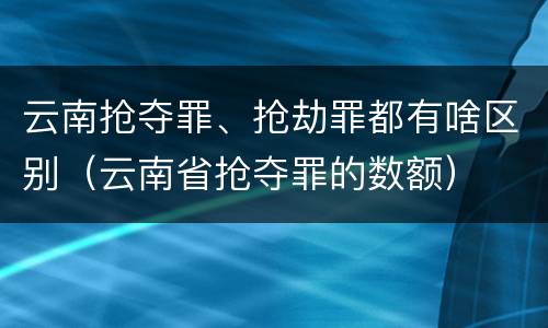 云南抢夺罪、抢劫罪都有啥区别（云南省抢夺罪的数额）