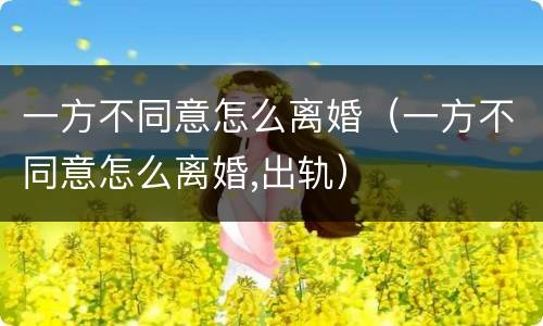 一方不同意怎么离婚（一方不同意怎么离婚,出轨）
