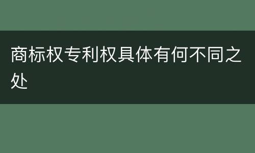 商标权专利权具体有何不同之处