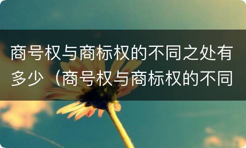 商号权与商标权的不同之处有多少（商号权与商标权的不同之处有多少种）