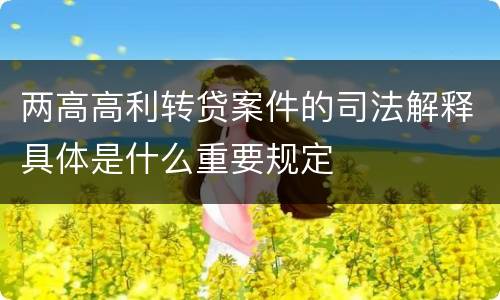 两高高利转贷案件的司法解释具体是什么重要规定