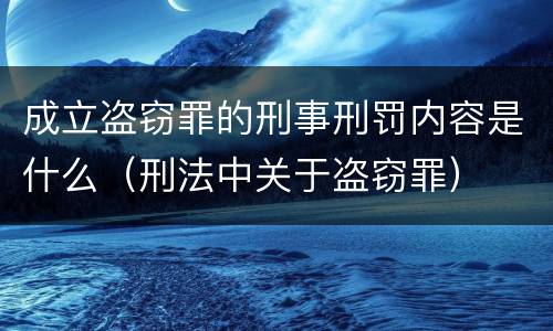 成立盗窃罪的刑事刑罚内容是什么（刑法中关于盗窃罪）