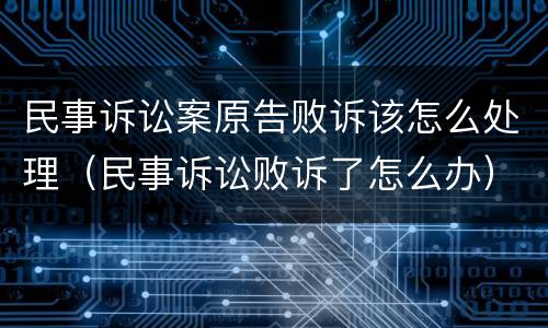 民事诉讼案原告败诉该怎么处理（民事诉讼败诉了怎么办）