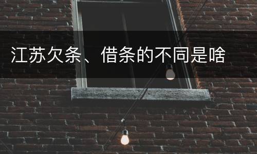 江苏欠条、借条的不同是啥