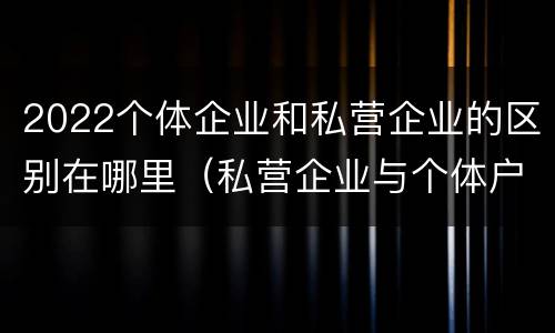 2022个体企业和私营企业的区别在哪里（私营企业与个体户的区别）