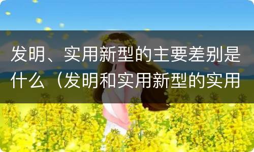 发明、实用新型的主要差别是什么（发明和实用新型的实用性）