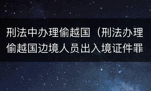 刑法中办理偷越国（刑法办理偷越国边境人员出入境证件罪是指）