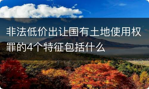 非法低价出让国有土地使用权罪的4个特征包括什么