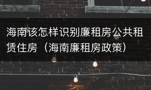 海南该怎样识别廉租房公共租赁住房（海南廉租房政策）