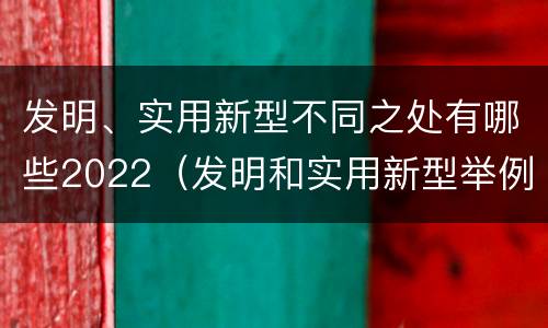 发明、实用新型不同之处有哪些2022（发明和实用新型举例）