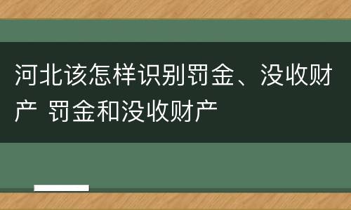 河北该怎样识别罚金、没收财产 罚金和没收财产