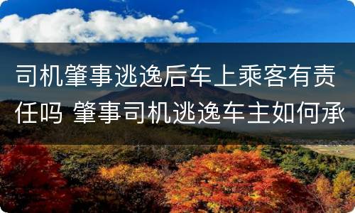 司机肇事逃逸后车上乘客有责任吗 肇事司机逃逸车主如何承担责任