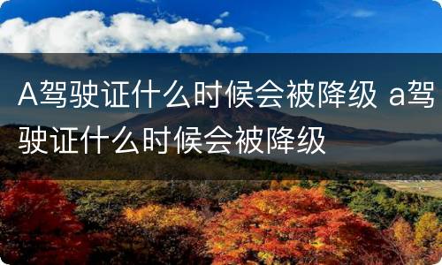 A驾驶证什么时候会被降级 a驾驶证什么时候会被降级