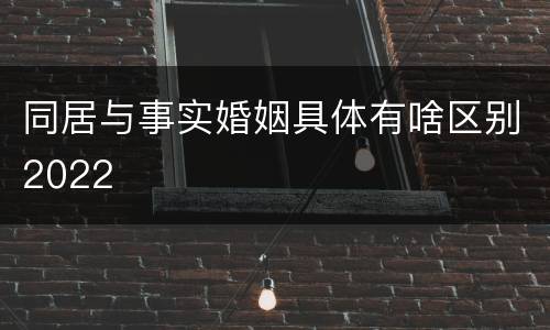 同居与事实婚姻具体有啥区别2022