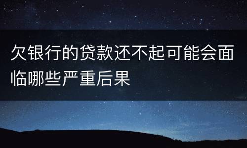 欠银行的贷款还不起可能会面临哪些严重后果