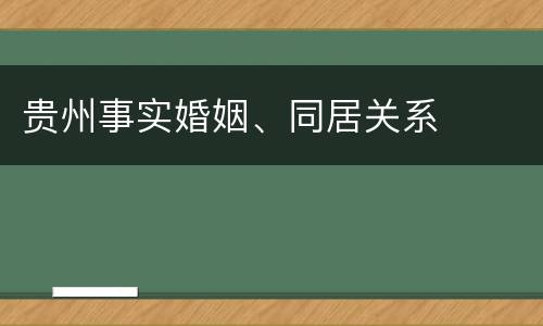 贵州事实婚姻、同居关系