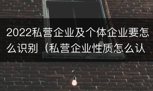 2022私营企业及个体企业要怎么识别（私营企业性质怎么认定）