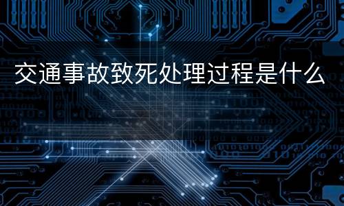 交通事故致死处理过程是什么