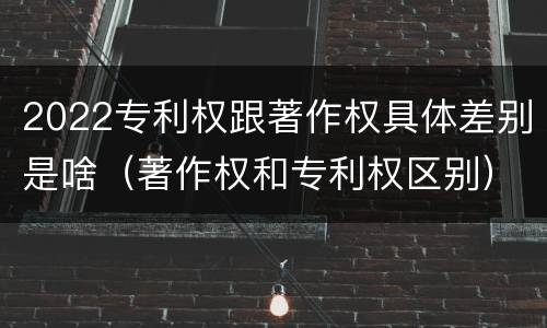 2022专利权跟著作权具体差别是啥（著作权和专利权区别）