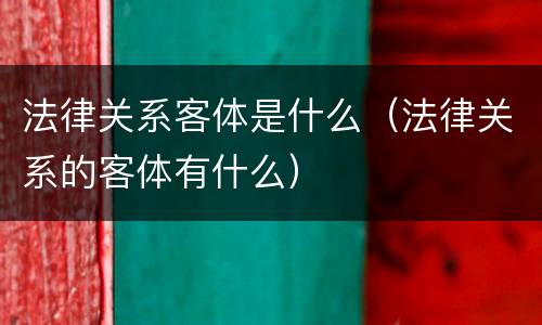 法律关系客体是什么（法律关系的客体有什么）
