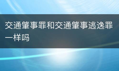 交通肇事罪和交通肇事逃逸罪一样吗