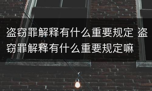 盗窃罪解释有什么重要规定 盗窃罪解释有什么重要规定嘛