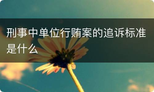 刑事中单位行贿案的追诉标准是什么