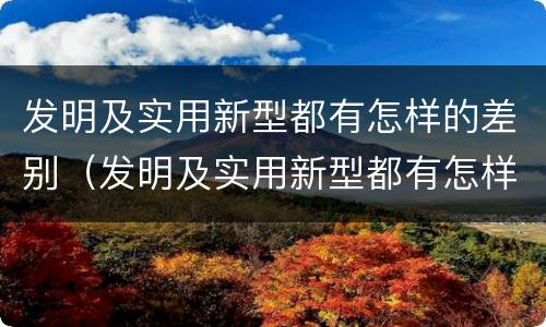 发明及实用新型都有怎样的差别（发明及实用新型都有怎样的差别呢）
