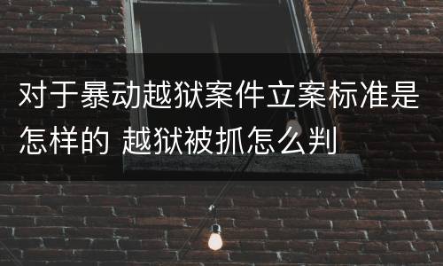 对于暴动越狱案件立案标准是怎样的 越狱被抓怎么判