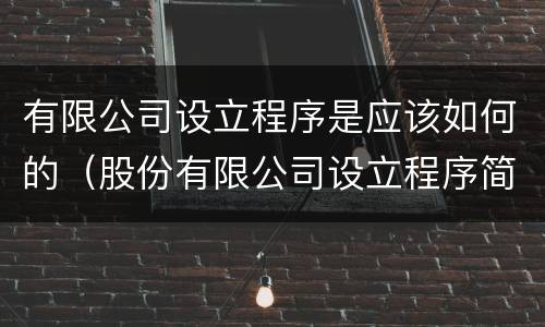 有限公司设立程序是应该如何的（股份有限公司设立程序简单吗）
