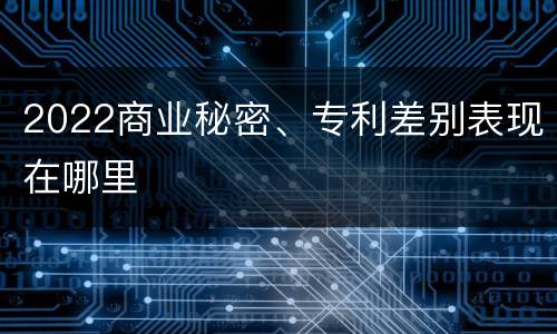 2022商业秘密、专利差别表现在哪里