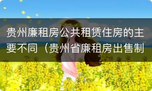 贵州廉租房公共租赁住房的主要不同（贵州省廉租房出售制度）