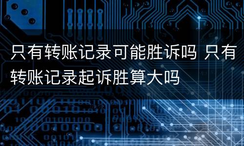 只有转账记录可能胜诉吗 只有转账记录起诉胜算大吗