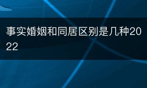 事实婚姻和同居区别是几种2022