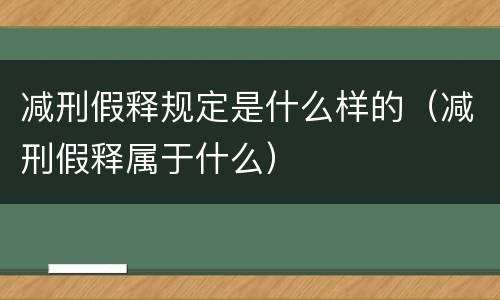 减刑假释规定是什么样的（减刑假释属于什么）