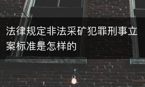 法律规定非法采矿犯罪刑事立案标准是怎样的