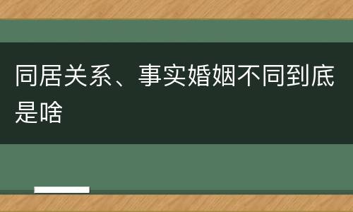 同居关系、事实婚姻不同到底是啥