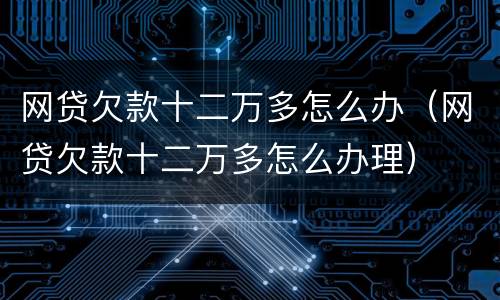 网贷欠款十二万多怎么办（网贷欠款十二万多怎么办理）